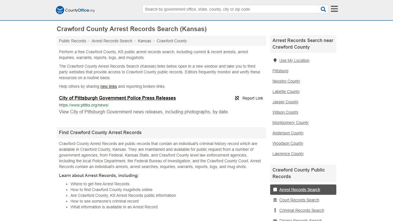 Arrest Records Search - Crawford County, KS (Arrests & Mugshots)